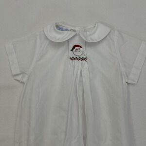 Bow Peep‎ New Born Gown Christmas Santa Smocked White B126
